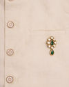 Emerald Green Stone Embedded Drop Shaped Brooch image number 2
